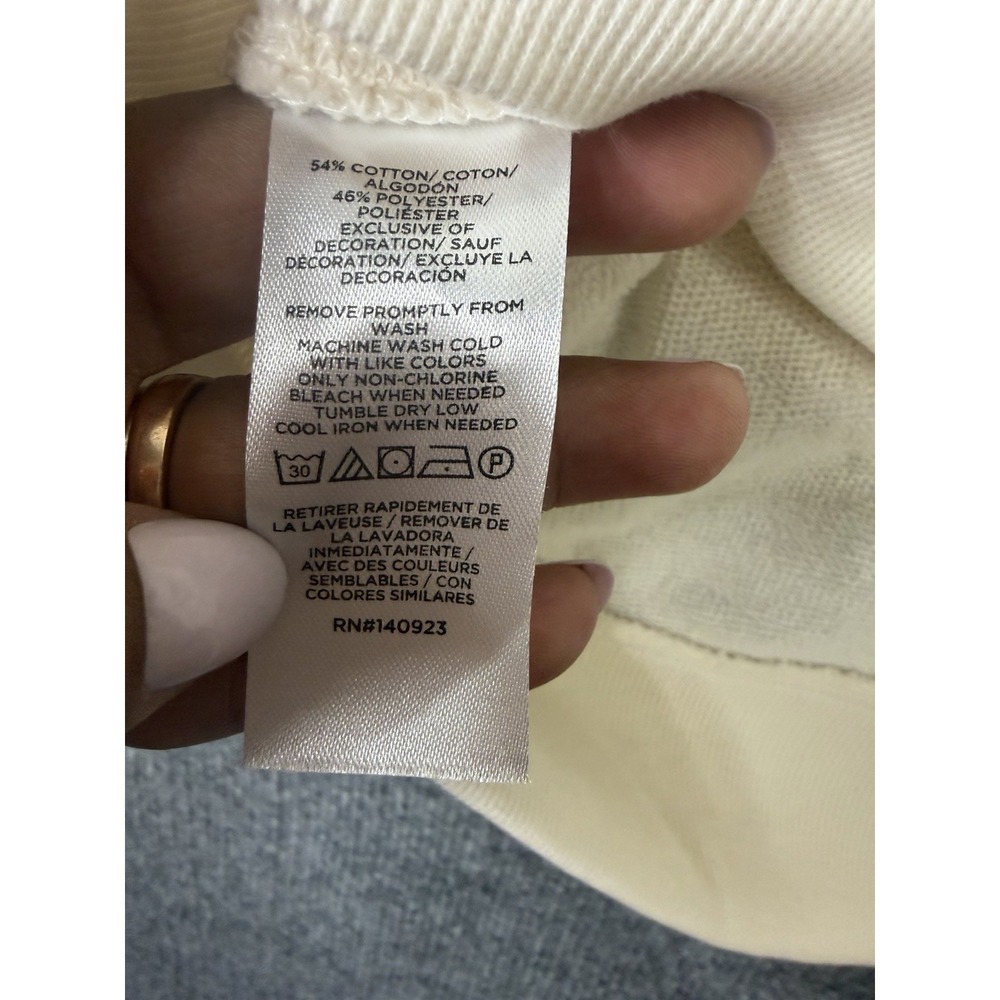 Lou & Grey Ivory Sweatshirt Medium Striped Sleeve Raglan Pullover Athleisure - Picture 5 of 9